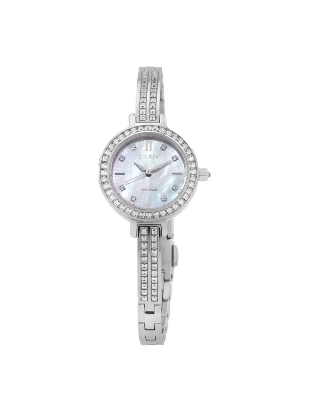 NWT Citizen Silhouette Crystal Eco-Drive White Dial Ladies Watch